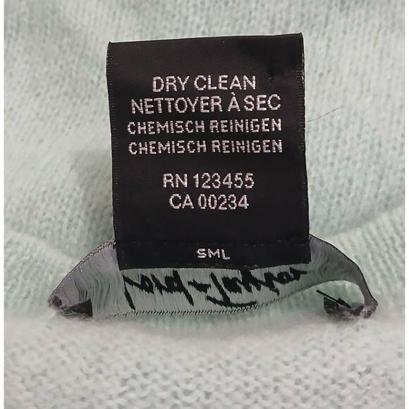 Lord and Taylor womens small lightweight mint color 100% cashmere sweater scallo - Picture 7 of 7